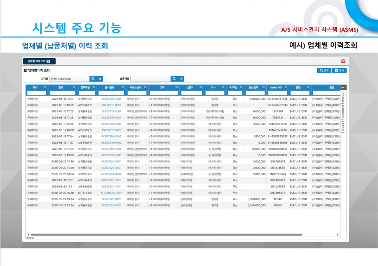 서비스관리 화면 7